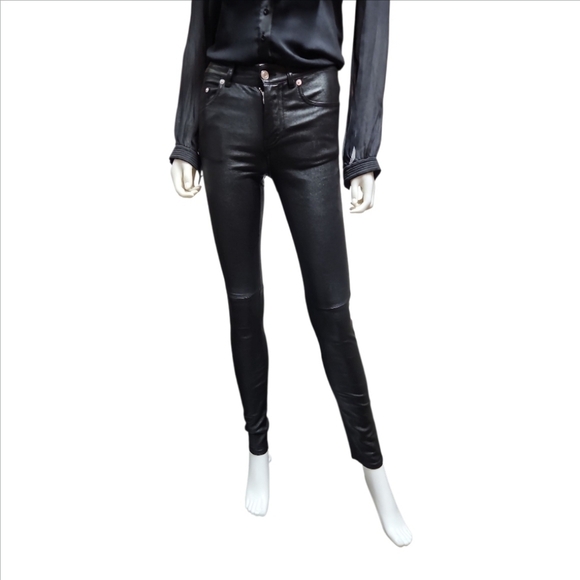 SAINT LAURENT | Black Skinny Lamb Leather Pants in Size US 25 - Picture 1 of 11